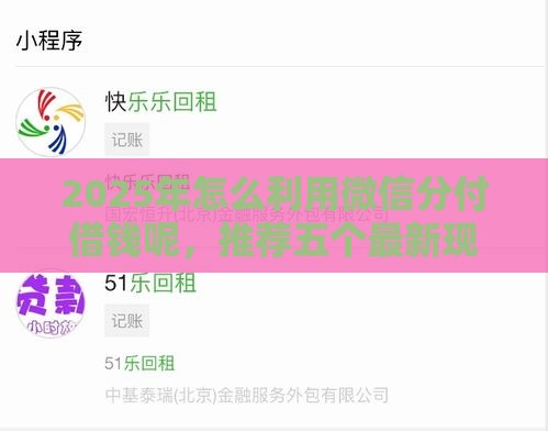 2025年怎么利用微信分付借钱呢,推荐五个最新现在可以借钱的平台 2025年怎么利用微信分付借钱呢,推荐五个最新现在可以借钱的平台
