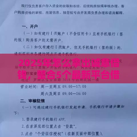 2025年怎么拿出诚意借钱，整合5个最新平台借款不看征信记录