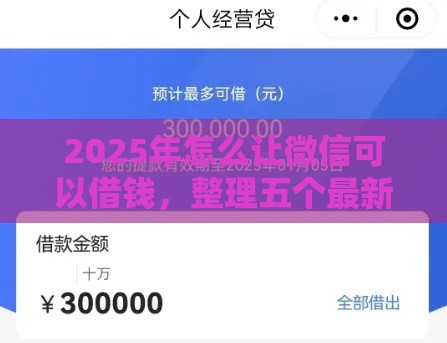 2025年怎么让微信可以借钱，整理五个最新高额贷款平台