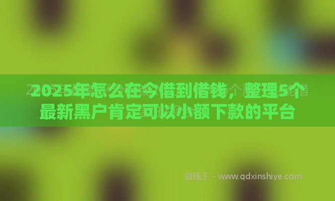 2025年怎么在今借到借钱，整理5个最新黑户肯定可以小额下款的平台