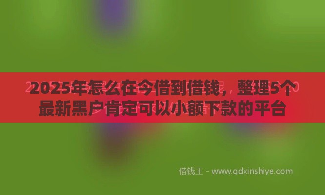 2025年怎么在今借到借钱，整理5个最新黑户肯定可以小额下款的平台