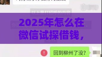 2025年怎么在微信试探借钱,试试这五个最新2020年12月容易下款的口子 2025年怎么在微信试探借钱,试试这五个最新2020年12月容易下款的口子