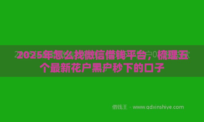 2025年怎么找微信借钱平台，梳理五个最新花户黑户秒下的口子