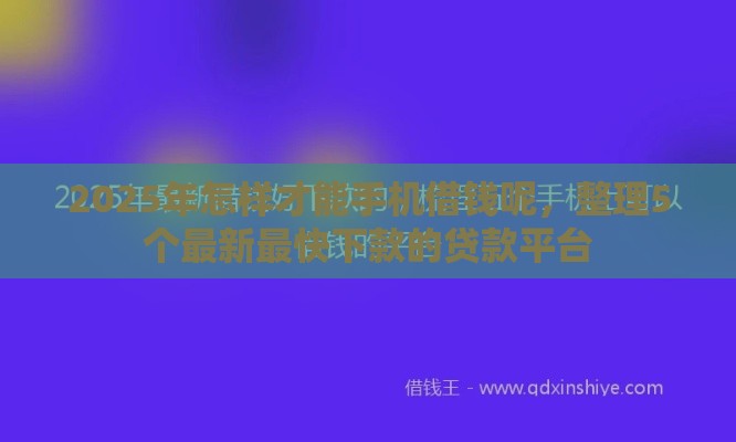 2025年怎样才能手机借钱呢，整理5个最新最快下款的贷款平台