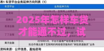 2025年怎样车贷才能通不过，试试这五个最新个人对个人贷款平台
