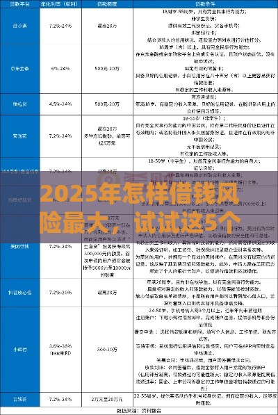 2025年怎样借钱风险最大，试试这5个最新车子抵押贷款平台