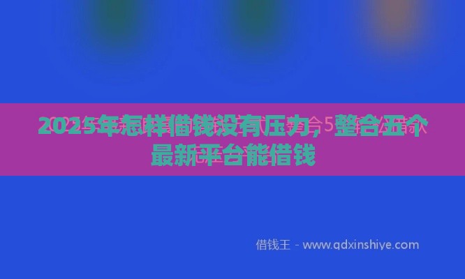 2025年怎样借钱没有压力，整合五个最新平台能借钱