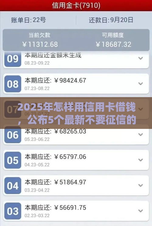 2025年怎样用信用卡借钱，公布5个最新不要征信的网贷平台
