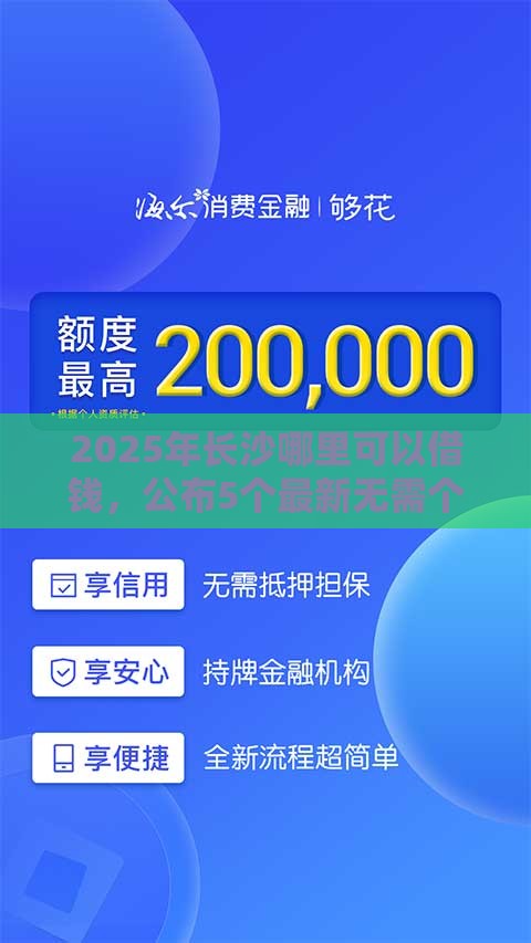 2025年长沙哪里可以借钱，公布5个最新无需个人征信的借款平台
