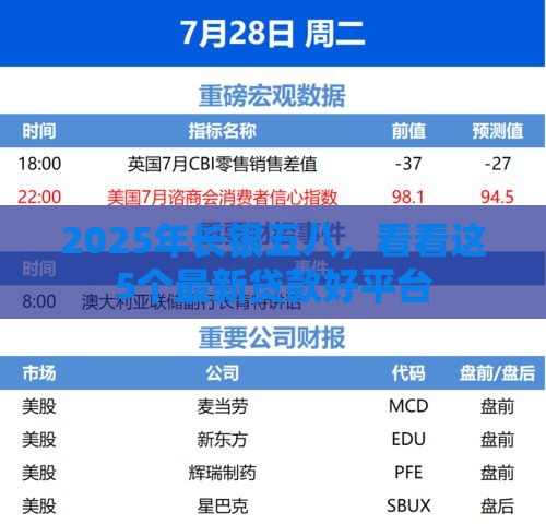2025年长银五八，看看这5个最新贷款好平台