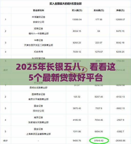 2025年长银五八，看看这5个最新贷款好平台