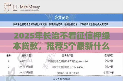 2025年长治不看征信押绿本贷款，推荐5个最新什么网贷平台正规