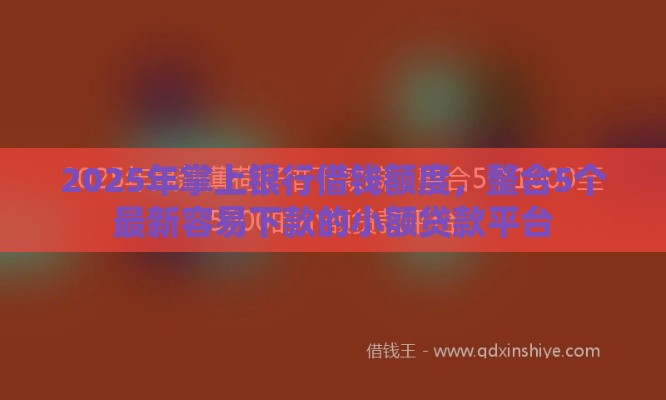 2025年掌上银行借钱额度，整合5个最新容易下款的小额贷款平台