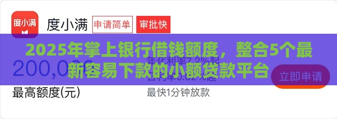 2025年掌上银行借钱额度，整合5个最新容易下款的小额贷款平台
