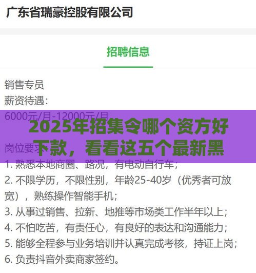 2025年招集令哪个资方好下款，看看这五个最新黑户微信借500的平台