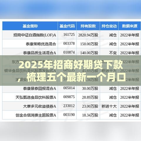 2025年招商好期贷下款，梳理五个最新一个月口子百分百下款的平台