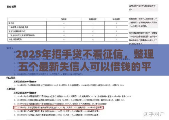 2025年招手贷不看征信，整理五个最新失信人可以借钱的平台