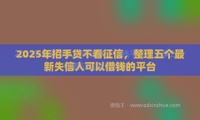 2025年招手贷不看征信，整理五个最新失信人可以借钱的平台