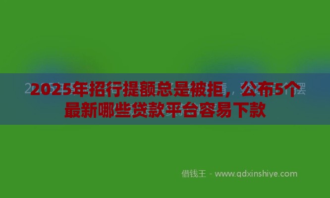 2025年招行提额总是被拒，公布5个最新哪些贷款平台容易下款