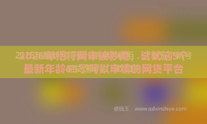 2025年招行网申被秒拒，试试这5个最新年龄65了可以申请的网贷平台
