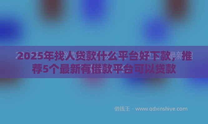 2025年找人贷款什么平台好下款，推荐5个最新有借款平台可以贷款