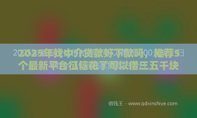2025年找中介贷款好下款吗，推荐5个最新平台征信花了可以借三五千块钱