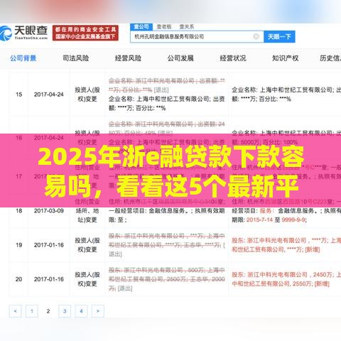 2025年浙e融贷款下款容易吗，看看这5个最新平台贷款利率低