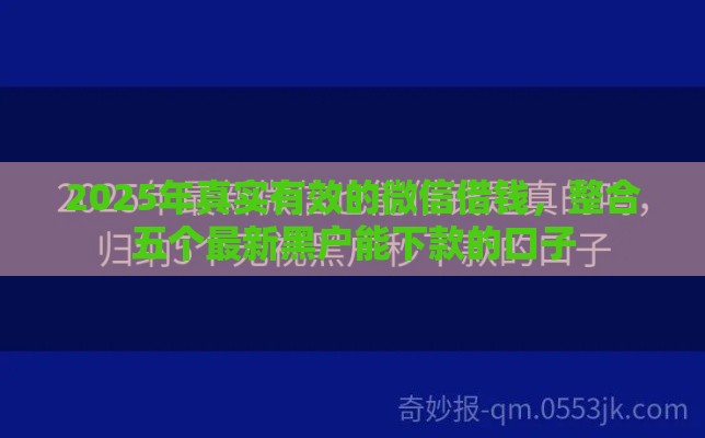 2025年真实有效的微信借钱，整合五个最新黑户能下款的口子