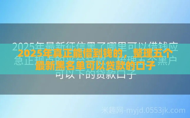 2025年真正能借到钱的，整理五个最新黑名单可以贷款的口子
