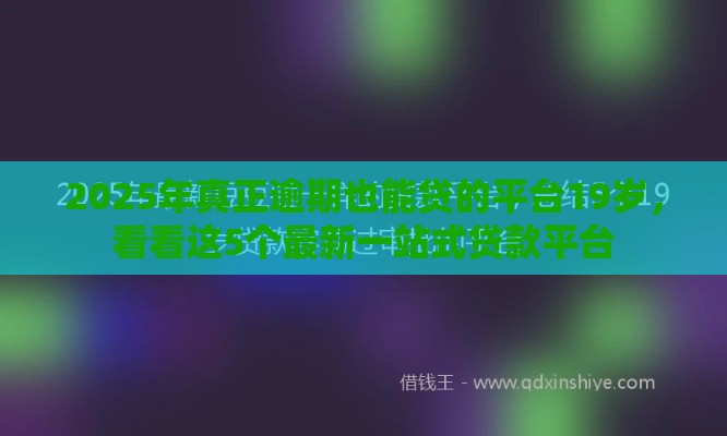 2025年真正逾期也能贷的平台19岁，看看这5个最新一站式贷款平台