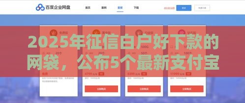 2025年征信白户好下款的网袋，公布5个最新支付宝新口子人人一千