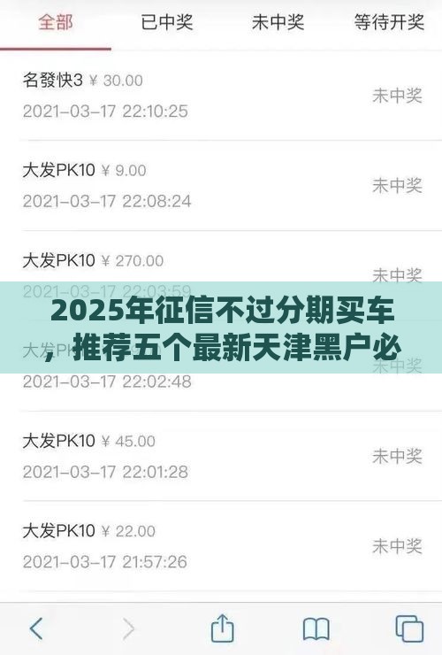 2025年征信不过分期买车，推荐五个最新天津黑户必下款的口子
