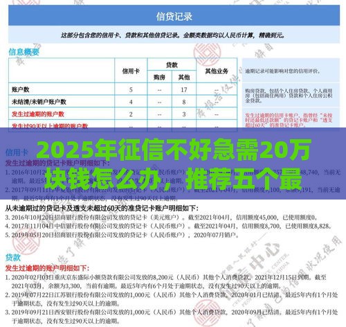 2025年征信不好急需20万块钱怎么办，推荐五个最新车辆抵押贷款平台
