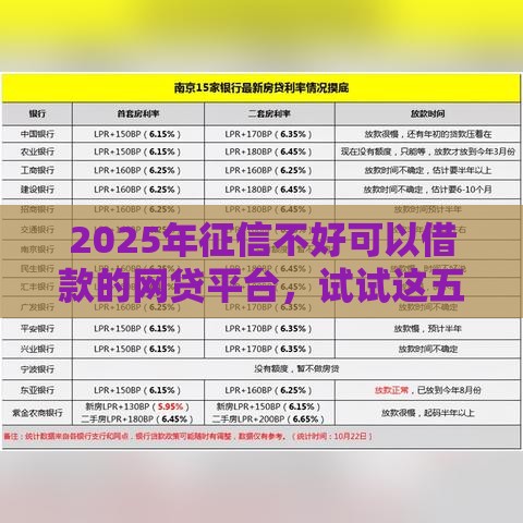 2025年征信不好可以借款的网贷平台，试试这五个最新网贷平台不用看征信可以放款的