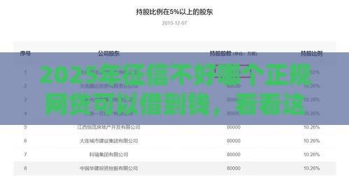 2025年征信不好哪个正规网贷可以借到钱，看看这五个最新2025晚上不审核直接放款口子