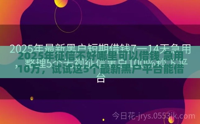 2025年征信不好哪里可以借钱 急用10万，试试这5个最新黑户平台能借到钱啊急用