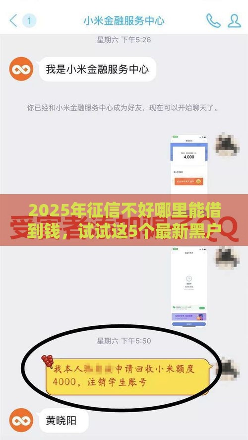 2025年征信不好哪里能借到钱，试试这5个最新黑户也能借款的网贷平台