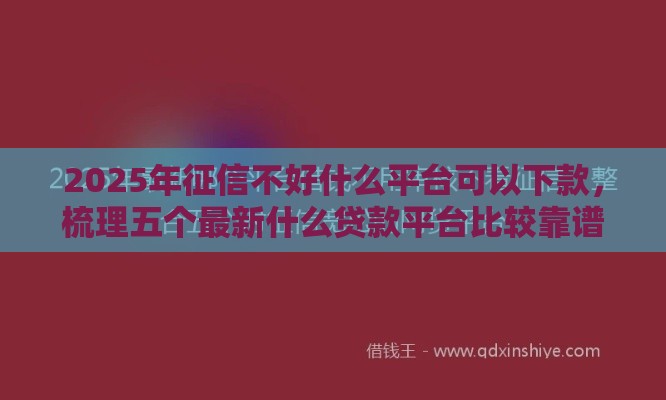 2025年征信不好什么平台可以下款，梳理五个最新什么贷款平台比较靠谱