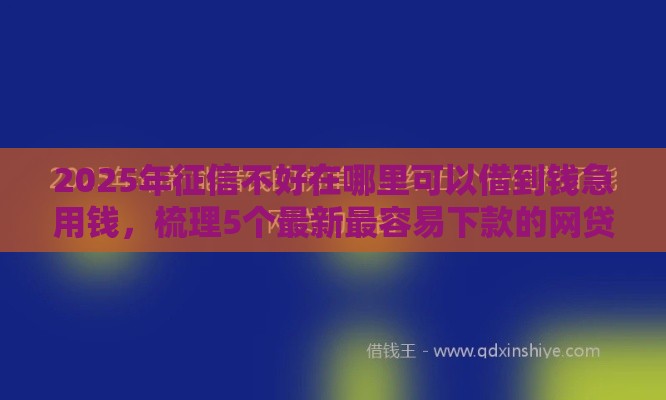 2025年征信不好在哪里可以借到钱急用钱,梳理5个最新最容易下款的网贷平台 2025年征信不好在哪里可以借到钱急用钱,梳理5个最新最容易下款的网贷平台