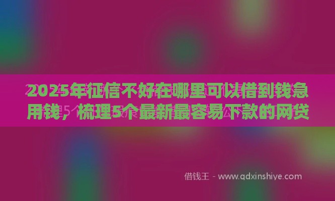 2025年征信不好在哪里可以借到钱急用钱,梳理5个最新最容易下款的网贷平台 2025年征信不好在哪里可以借到钱急用钱,梳理5个最新最容易下款的网贷平台