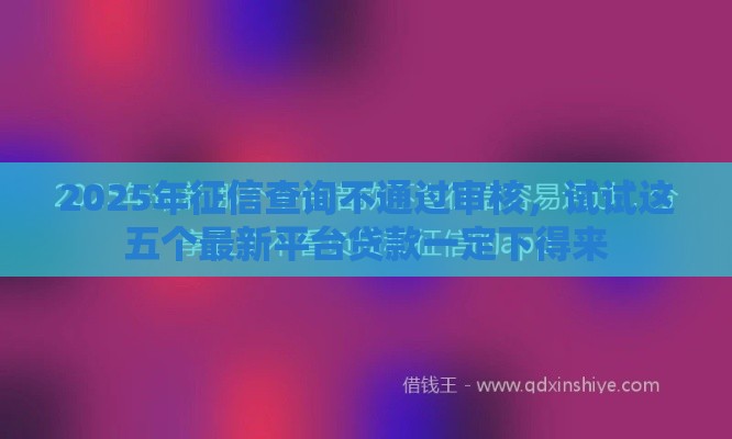 2025年征信查询不通过审核，试试这五个最新平台贷款一定下得来