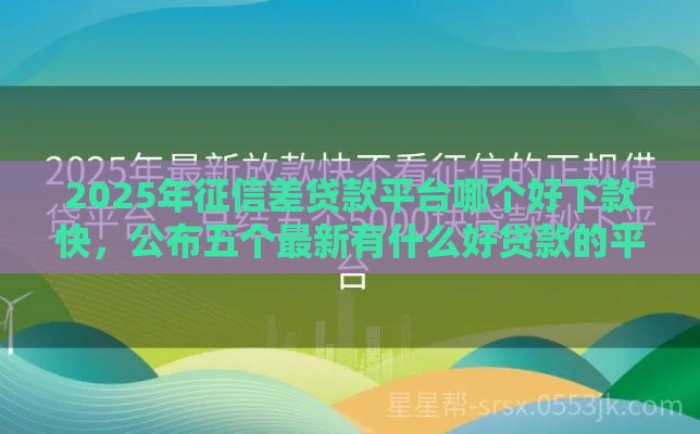 2025年征信差贷款平台哪个好下款快，公布五个最新有什么好贷款的平台