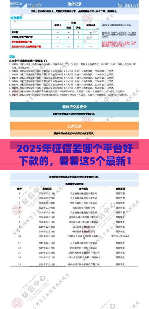 2025年征信差哪个平台好下款的，看看这5个最新18岁黑户贷款平台