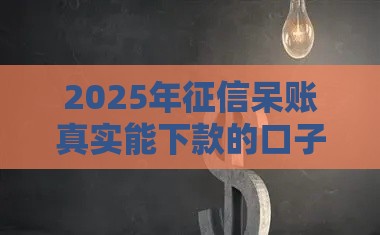 2025年征信呆账真实能下款的口子，推荐5个最新借款平台夜间