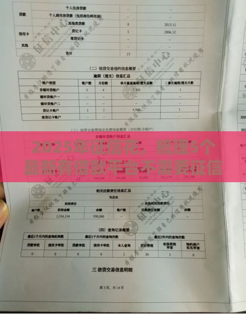 2025年征信花，梳理5个最新有借款平台不需要征信就能借钱的