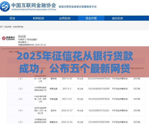 2025年征信花从银行贷款成功，公布五个最新网贷平台利息低