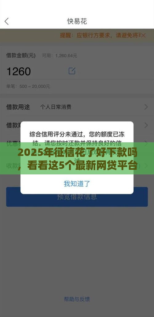 2025年征信花了好下款吗，看看这5个最新网贷平台好借钱
