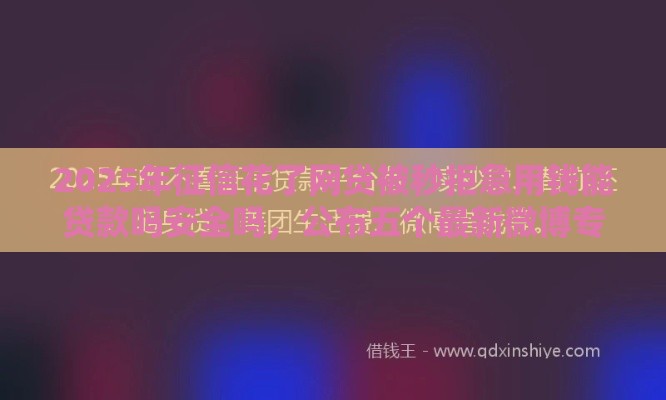 2025年征信花了网贷被秒拒急用钱能贷款吗安全吗，公布五个最新微博专享借钱平台