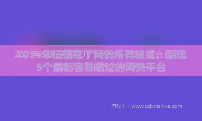 2025年征信花了网贷所有被拒，整理5个最新容易通过的网贷平台
