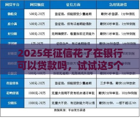 2025年征信花了在银行可以贷款吗，试试这5个最新如何举报网贷平台